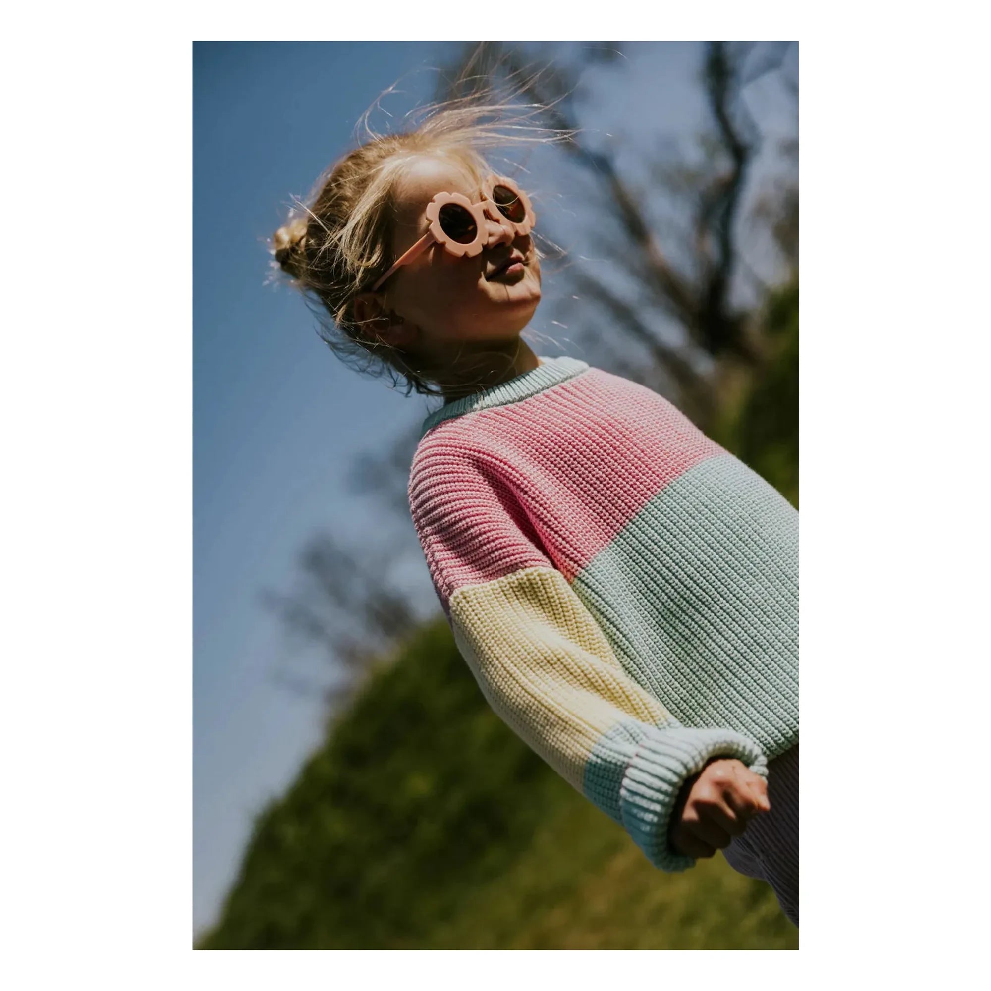 Yuki - Color Block Organic Cotton Sweater | Green Water