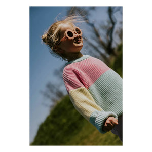 Yuki - Color Block Organic Cotton Sweater | Green Water