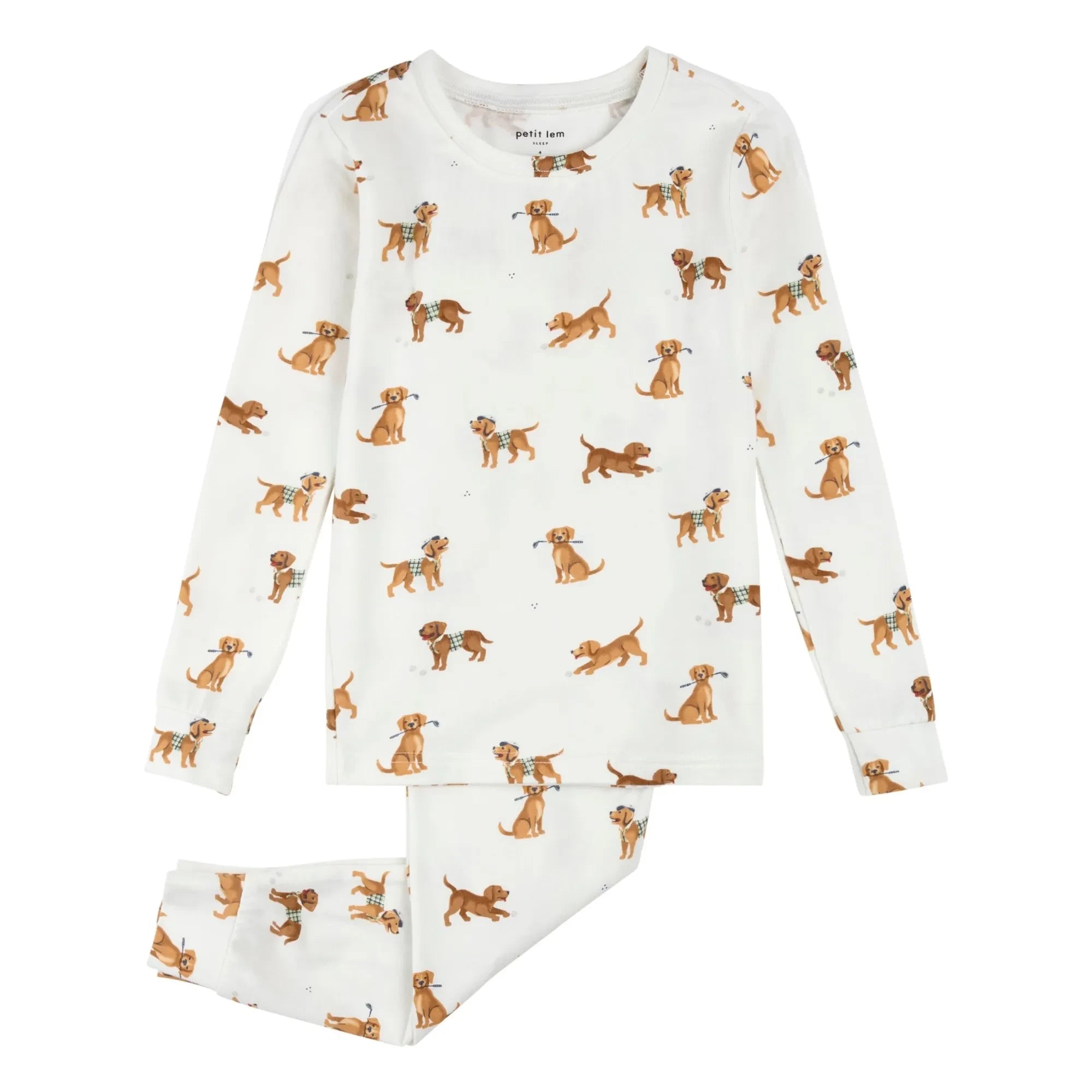 Petit Lem - Pyjama-Set aus Bio-Baumwolle und Modal mit Hundemotiv | Weiß