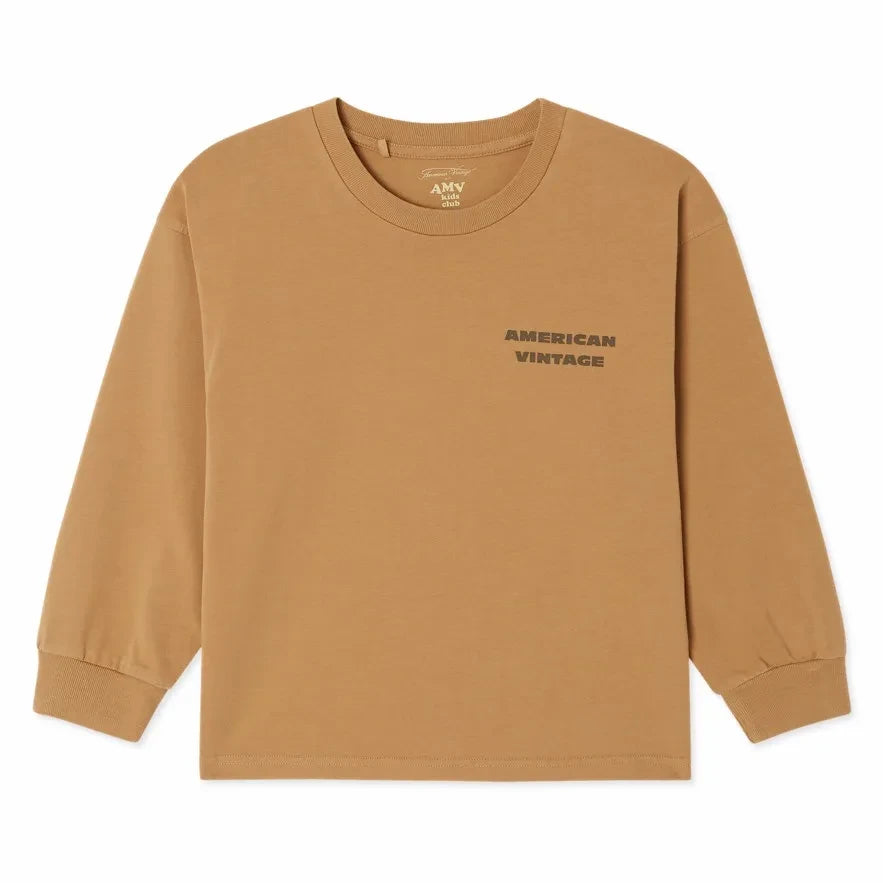 American Vintage - Fizvalley Logo Long Sleeve T-Shirt | Camel