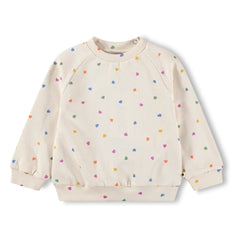 Molo - Heart Embroidered Organic Cotton Sweatshirt | Ecru