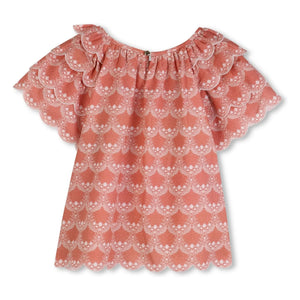 Chloé - Organic cotton ruffled blouse | Peach