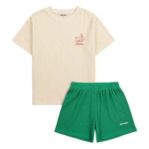 Bobo Choses - T-Shirt und Shorts Set aus Bio-Baumwolle mit Hunde-Print | Ecru