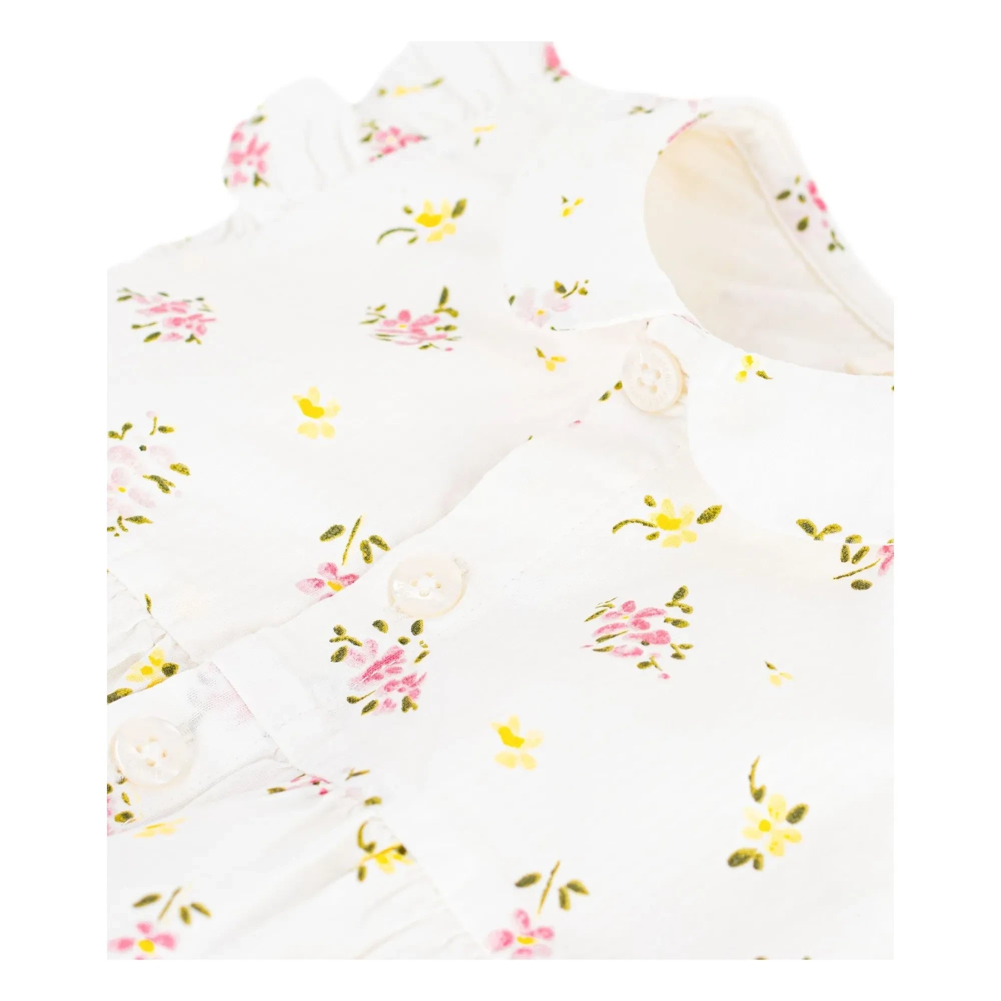 Petit Bateau - Weißer Strampler aus Bio-Baumwolle mit Seersucker-Blumenmuster