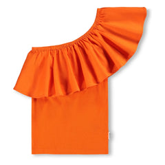 Molo - Rebecca Top with Asymmetric Ruffles Made from Organic Cotton | Orange