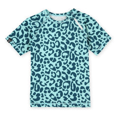 Beach & Bandits - Ocean Leopard UV korumalı T-shirt Geri dönüştürülmüş lifler | Mavi