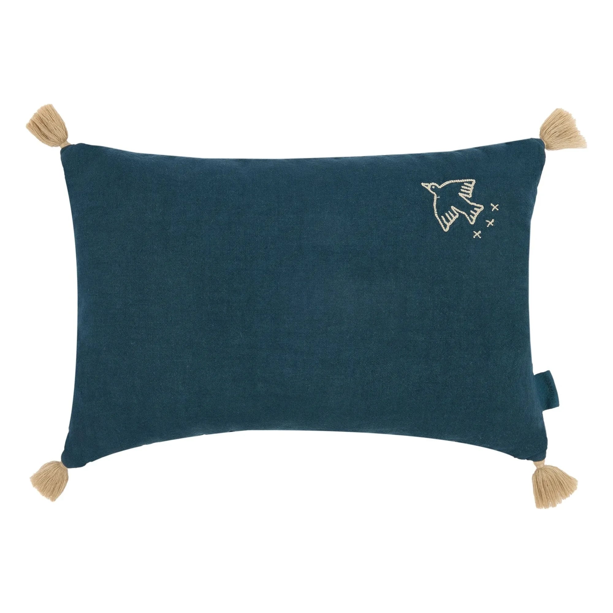 Nobodinoz - Tufted pillow - Lin Français | Blue