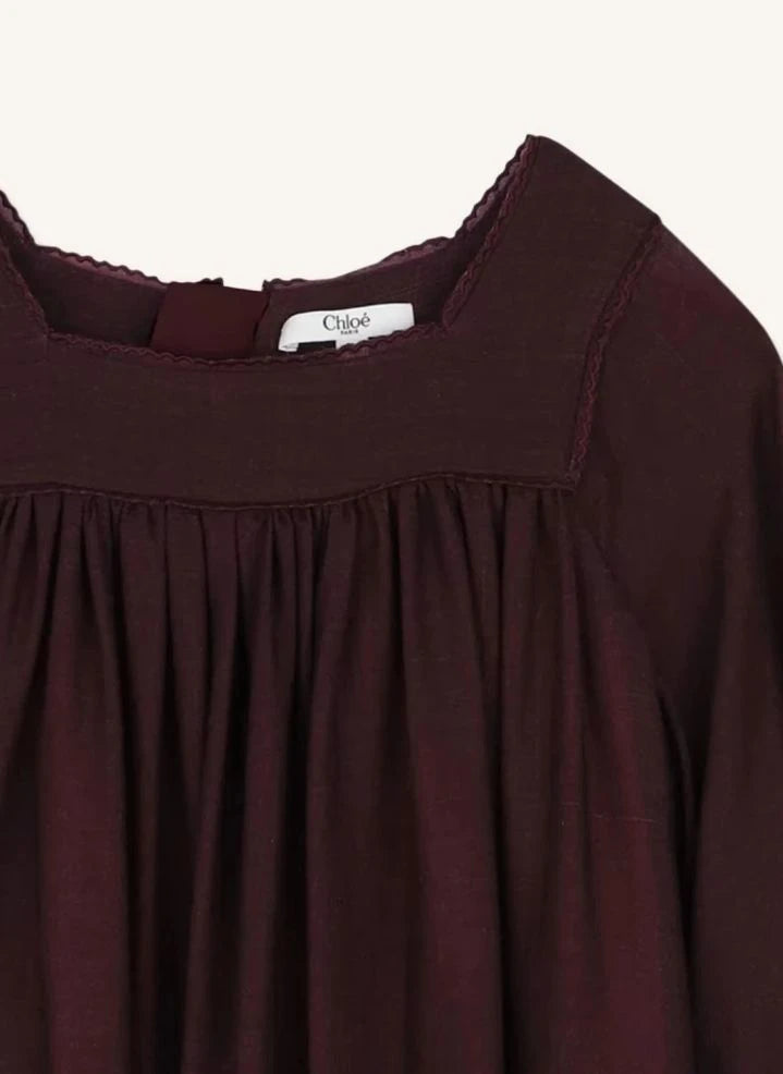 Chloé - Fleurie Yün Gazlı Elbise | Plum