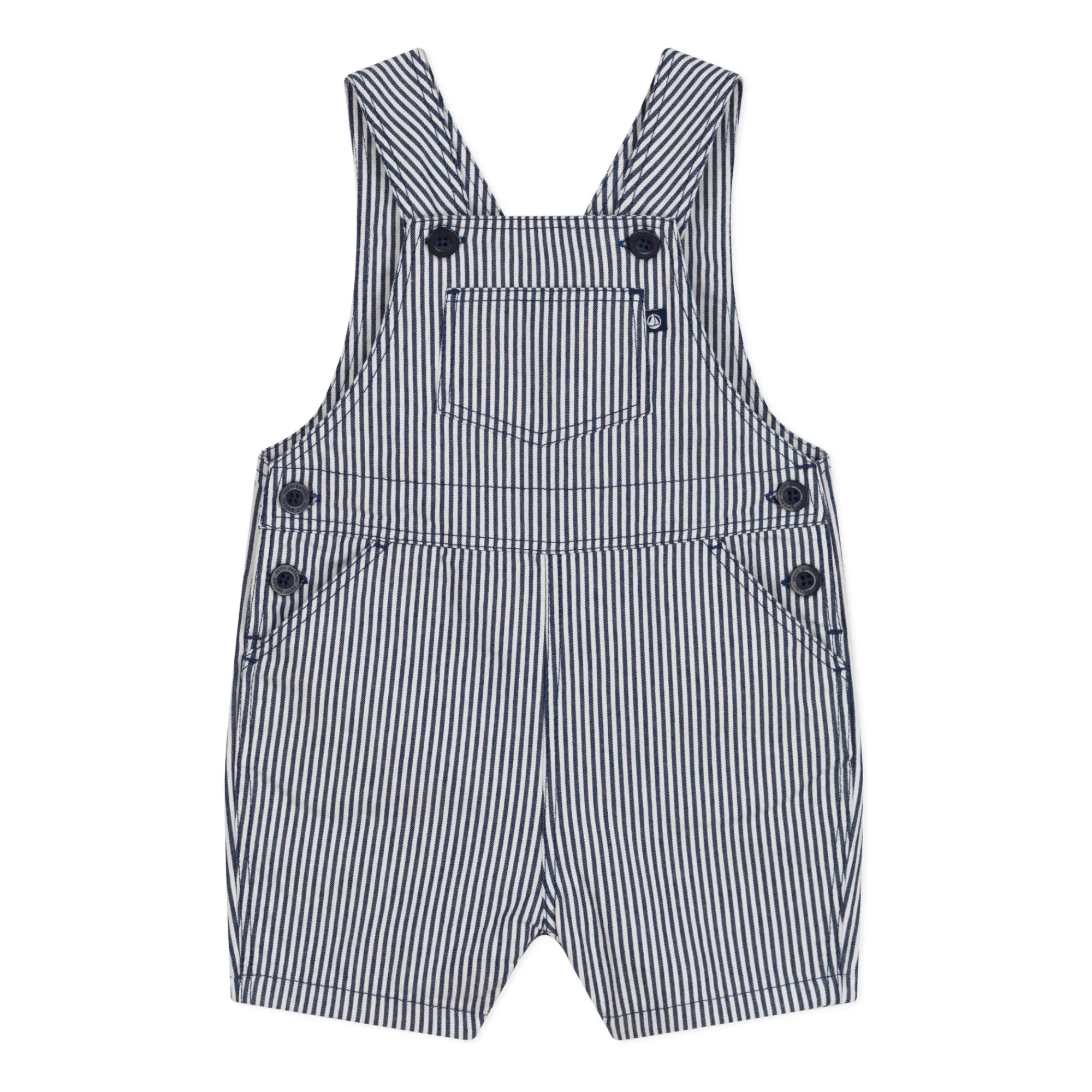 Petit Bateau - Gestreifte Mini-Latzhose | Marineblau