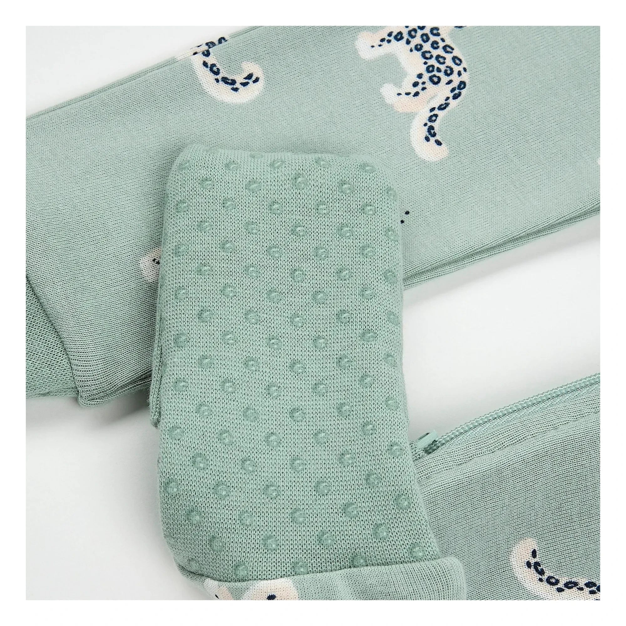 Petit Lem - Organic Cotton Leopard Pattern Convertible Pajamas | Badem Green