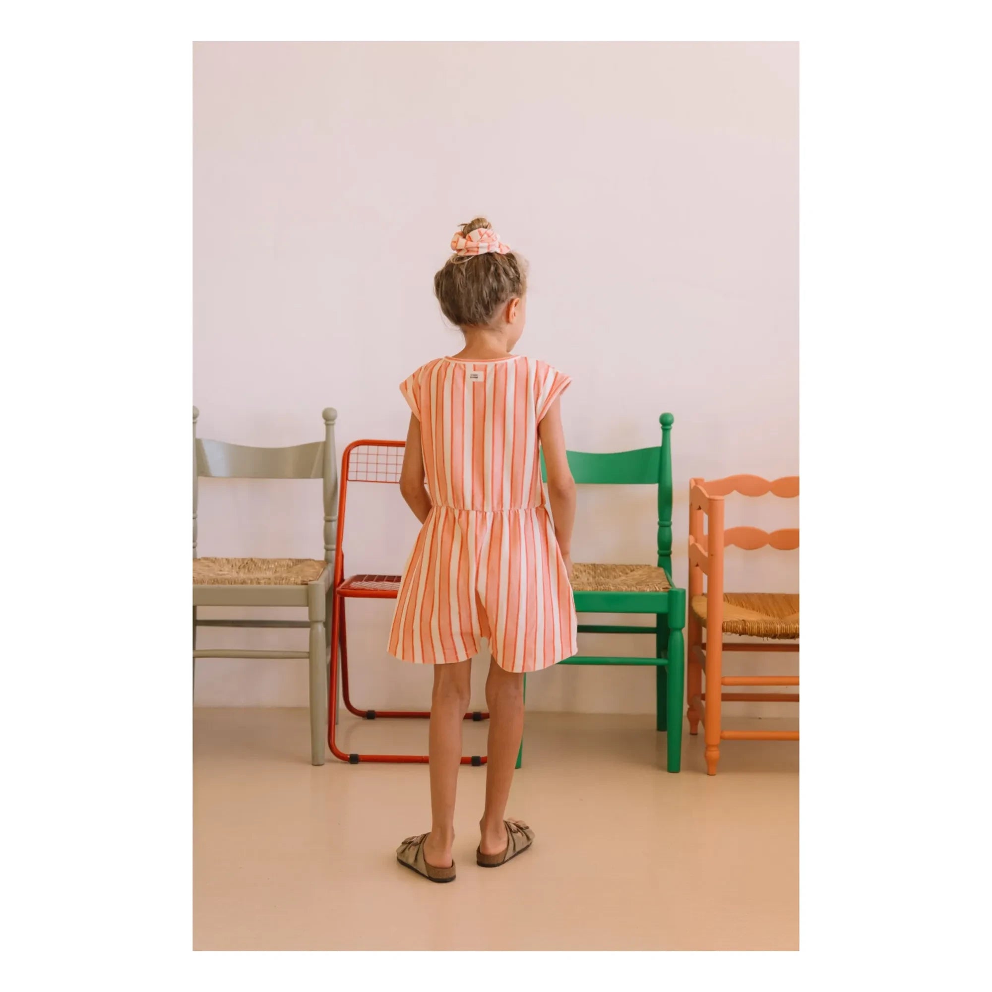 Studio Bohème - Loulou Çizgili Organik Pamuk Havlu Tulum | Pembe