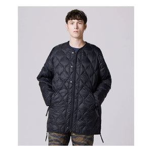 Taion - Unisex Uzun Askeri Kapitone Mont | Siyah