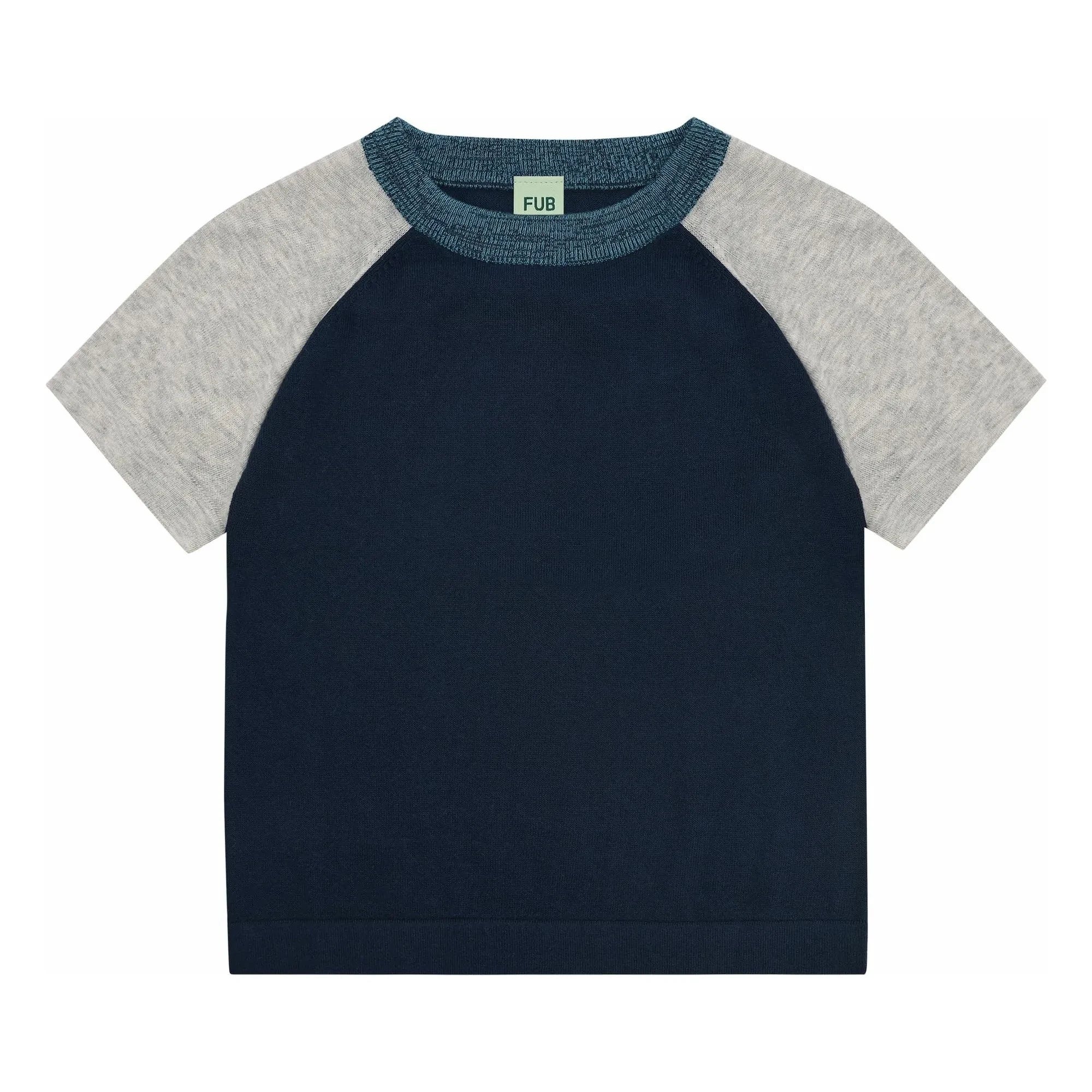 FUB - Colour Block T-Shirt Extra Feines Mesh Bio-Baumwolle | Navy