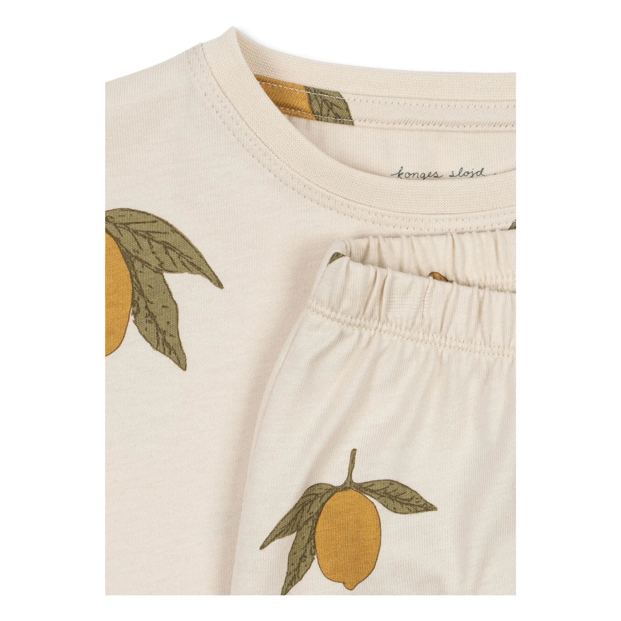 Konges Sløjd - Organic cotton T-shirt and shorts in lemon and ecru colors