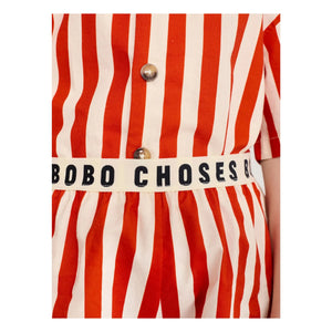 Bobo Choses - Çizgili Organik Pamuklu Gömlek ve Şort Seti | Kırmızı