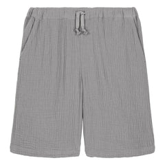 Studio Bohème - Basile Waffle Bermuda Bio-Baumwoll-Musselin | Graublau