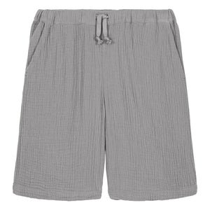 Studio Bohème - Basile Waffle Bermuda Bio-Baumwoll-Musselin | Graublau