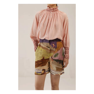 CORD - Short Wide Leg Linen | Brown