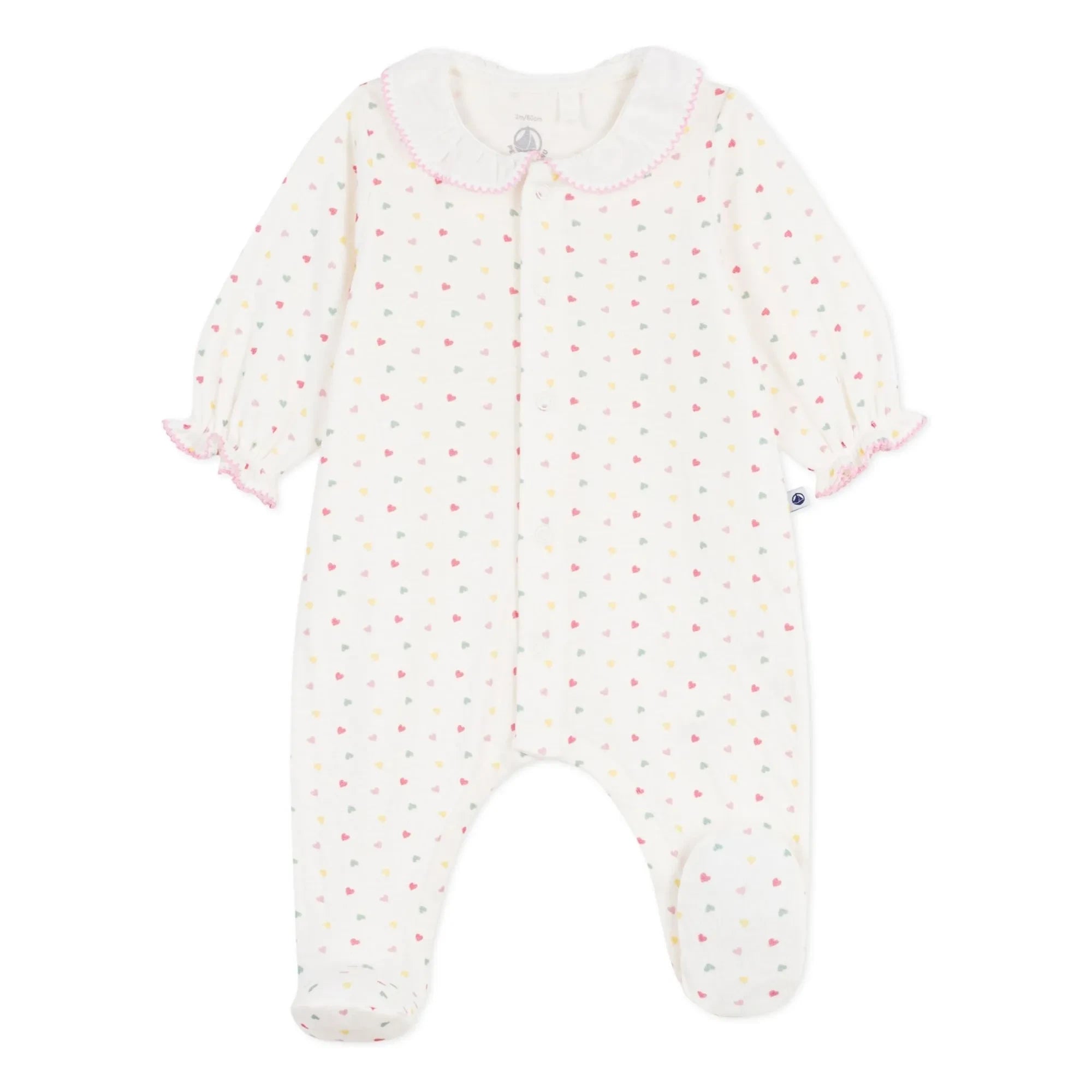 Petit Bateau - Pyjamas Dors Bien Cœurs Tubique Organik Pamuk | Beyaz
