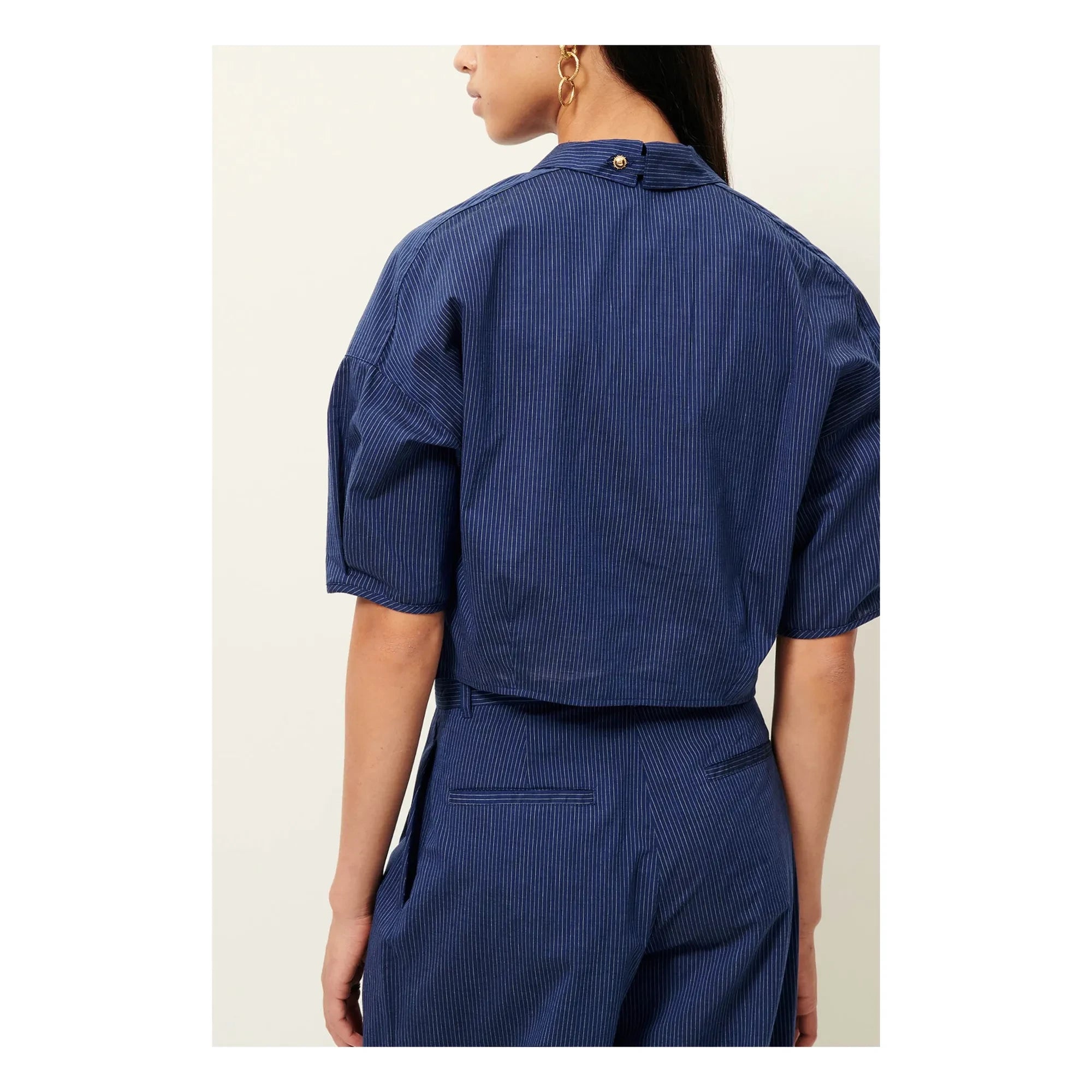 Sessùn - Cotton Striped U Shirt | Navy Blue