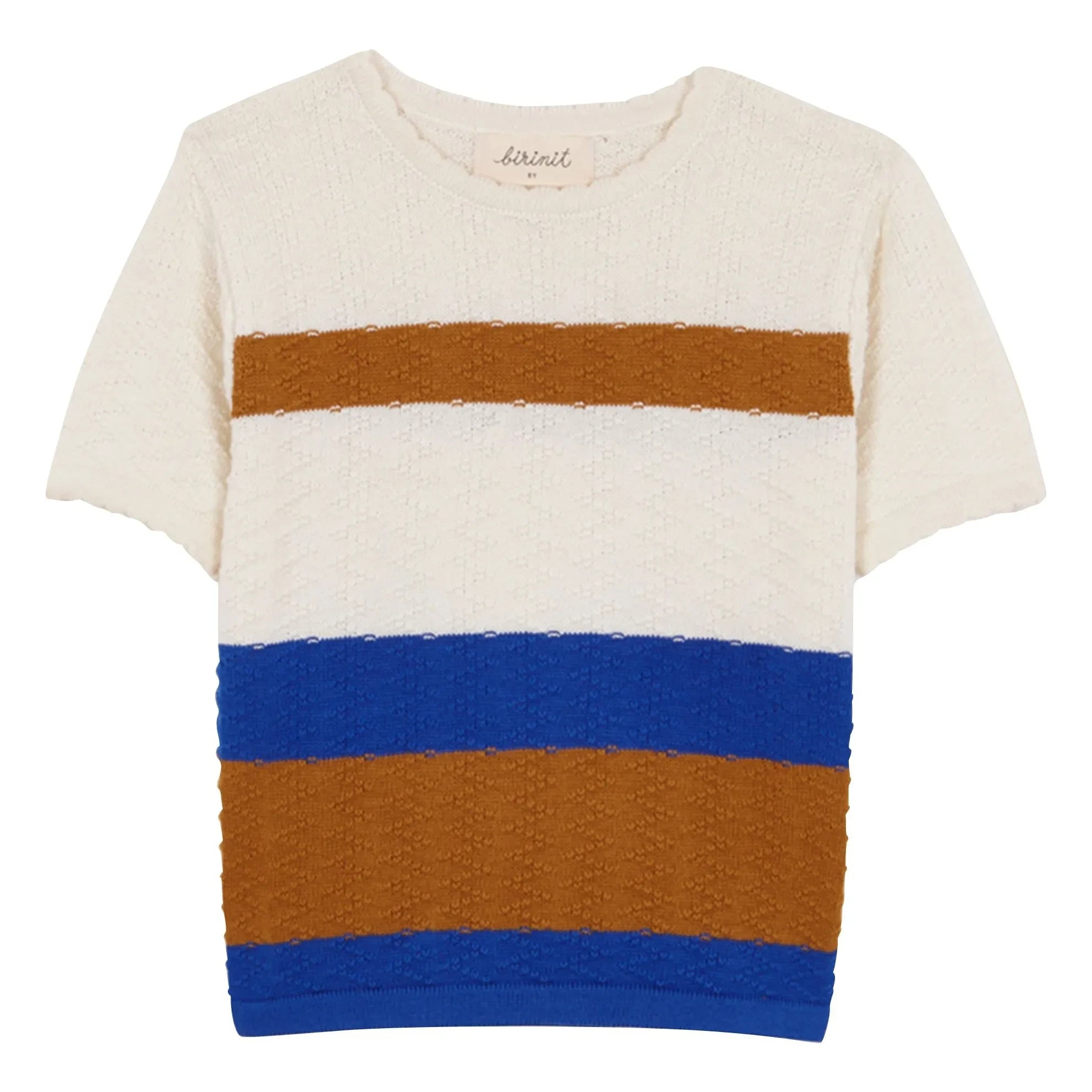 birinit - Transparenter Mesh-Pullover mit Farbblock | Caramel