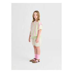 True Artist - Striped Organic Cotton Sleeveless Vest | Light Pink