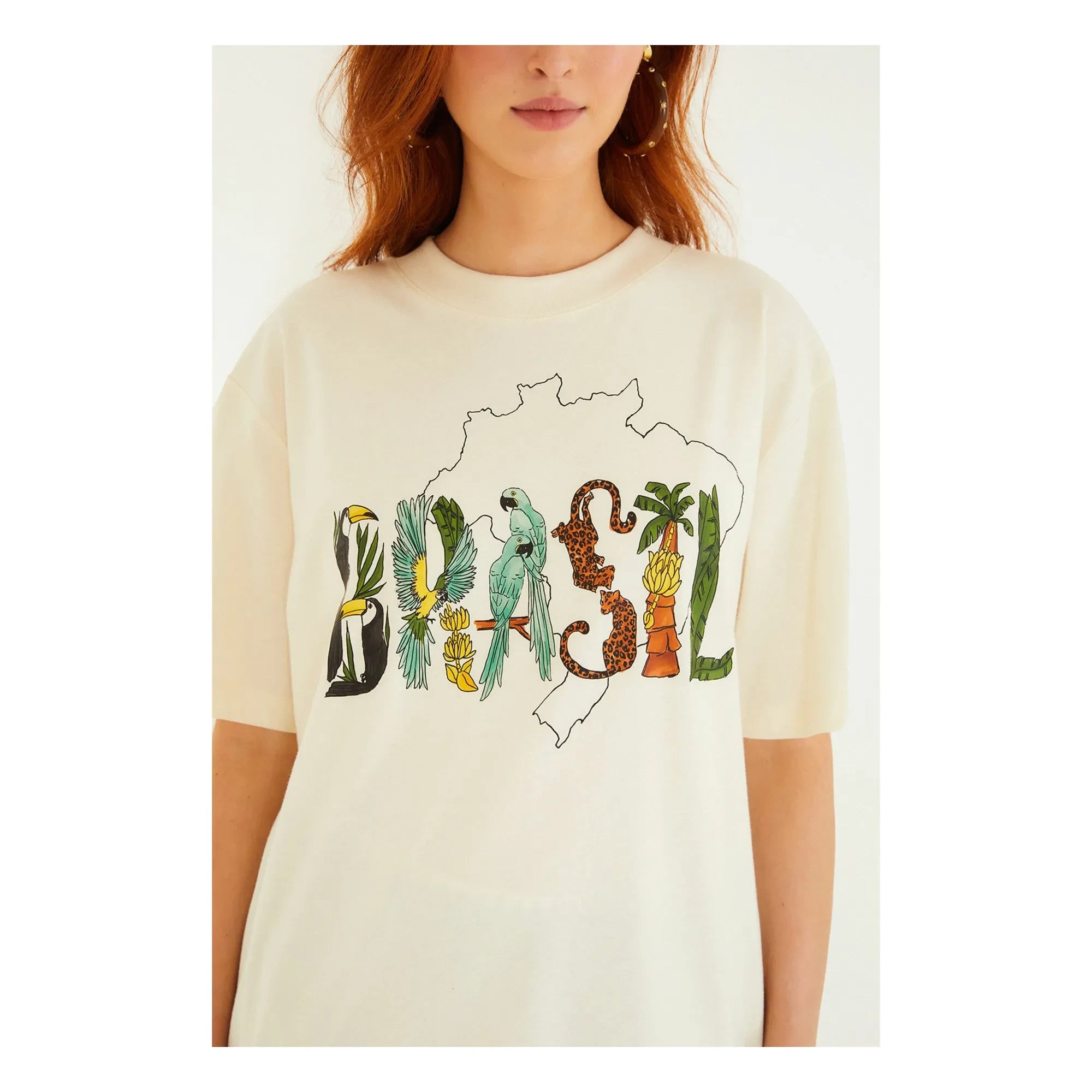 Farm Rio - Brasil Tişört | Ekru