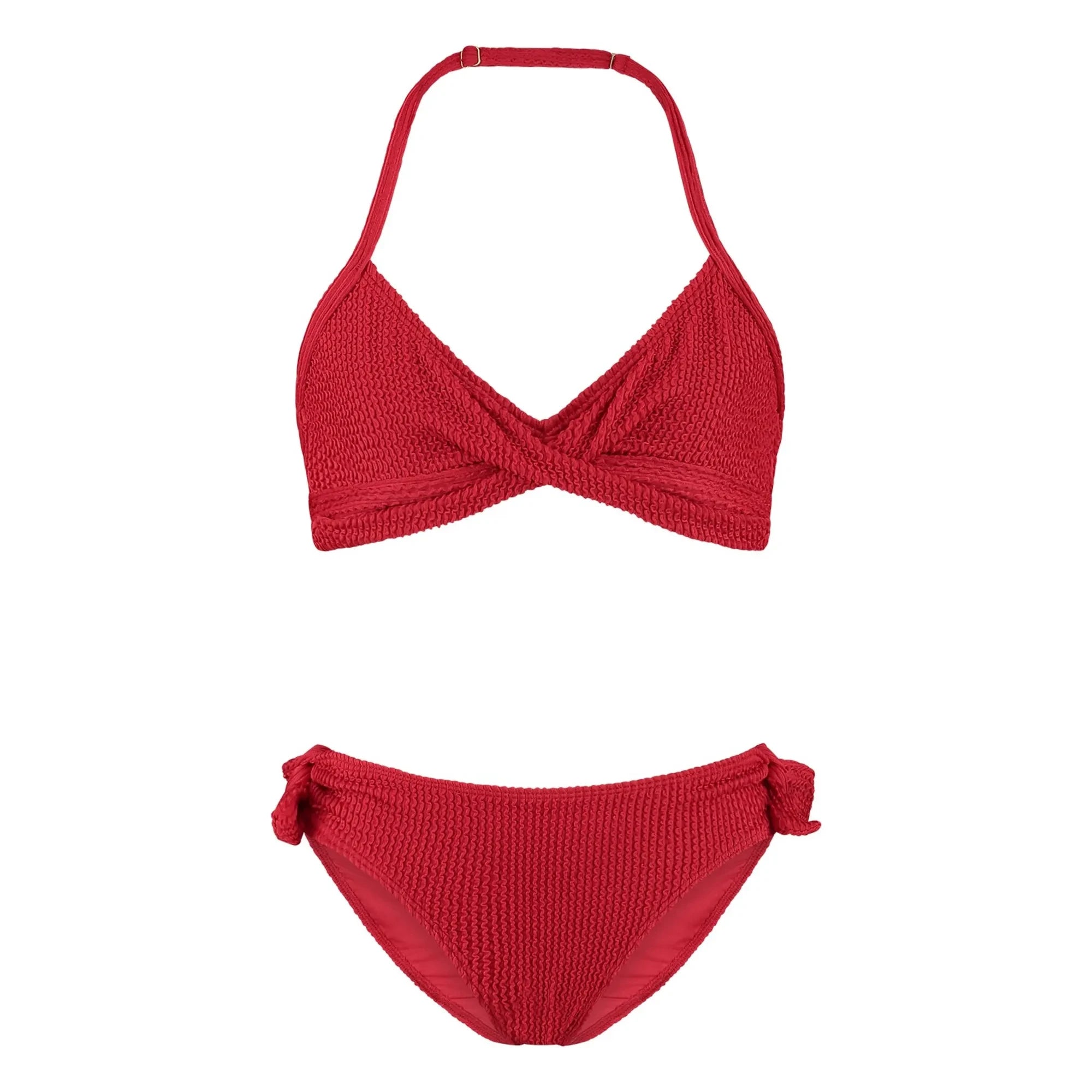 Beachlife - Gerippter Wickel-Badeanzug | Rot