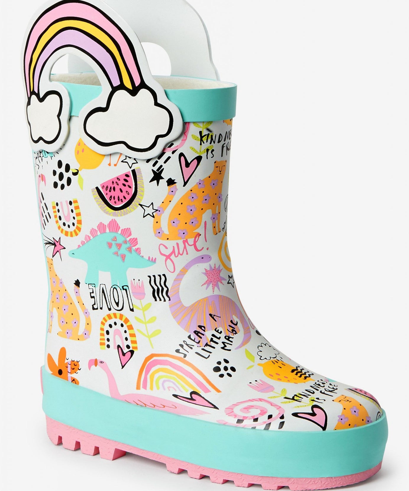 Dinossi - Kulplu Love Polarlı Çocuk Yağmur Çizmesi - 29-Dinossi