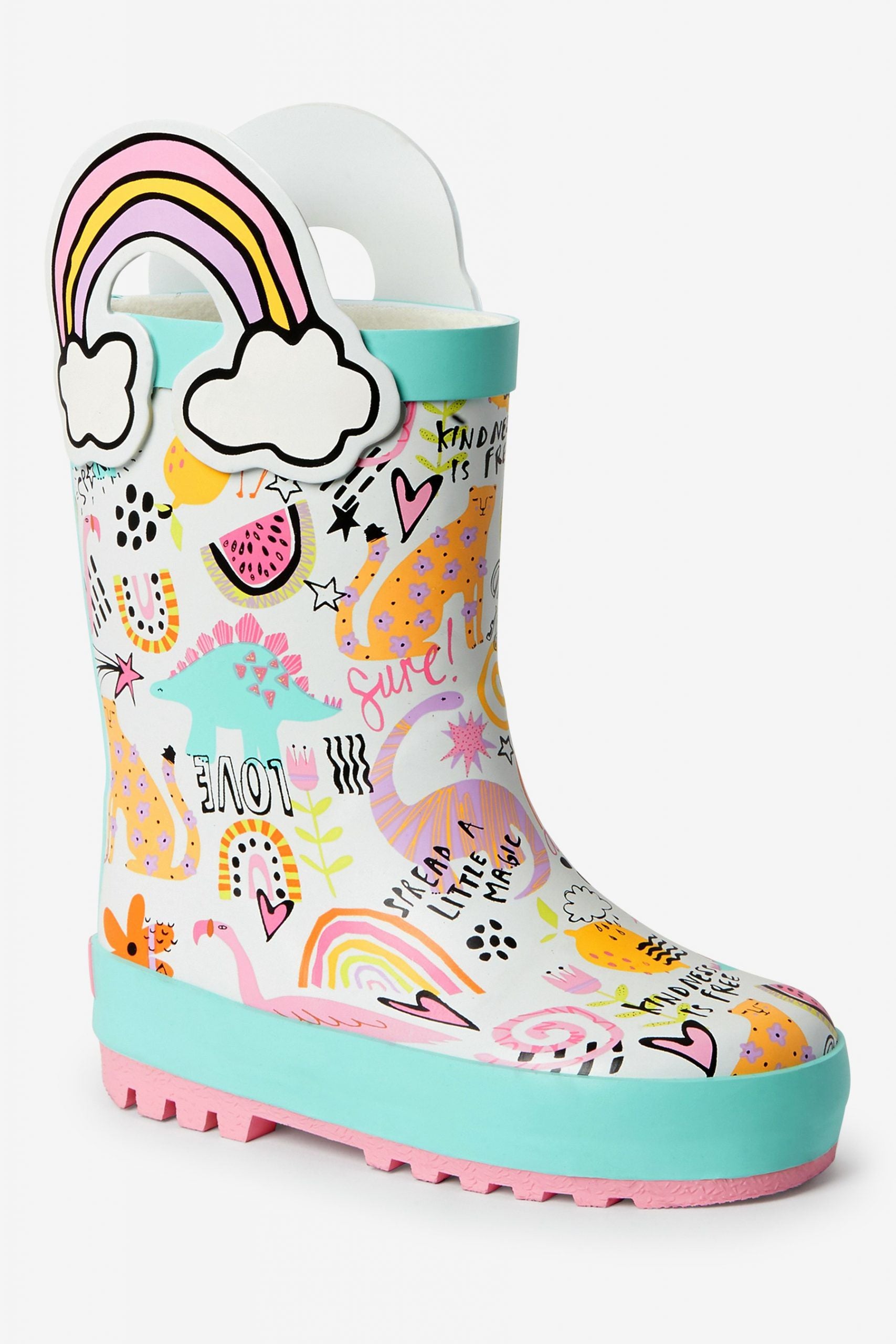 Dinossi - Kulplu Love Polarlı Çocuk Yağmur Çizmesi - 30.5-Dinossi