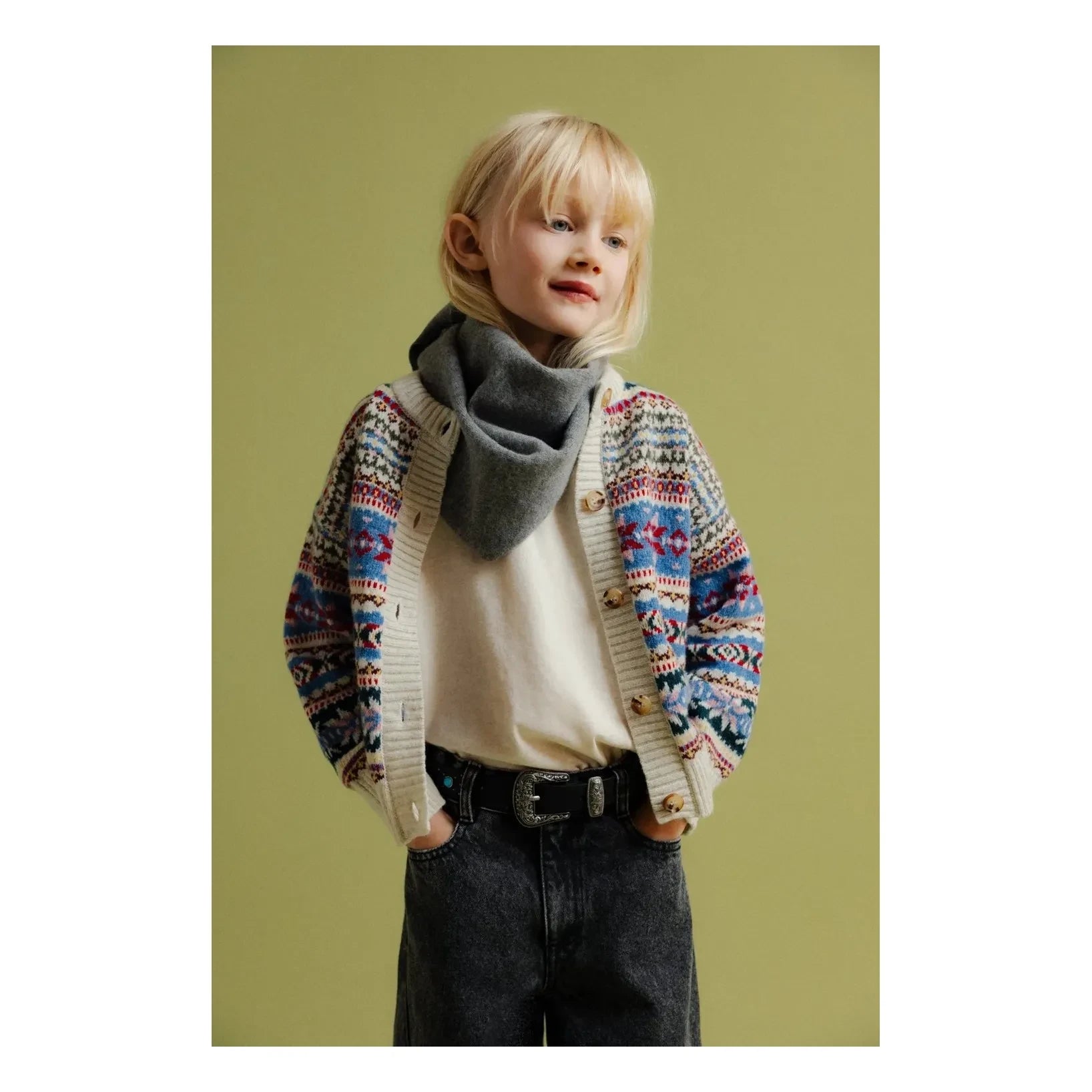 the new society - Caia Jacquard-Strickjacke aus recycelten Fasern | Blau