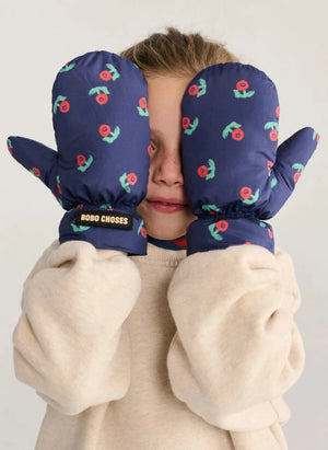 Bobo Choses - Florale Handschuhe aus recycelten Fasern | Marineblau
