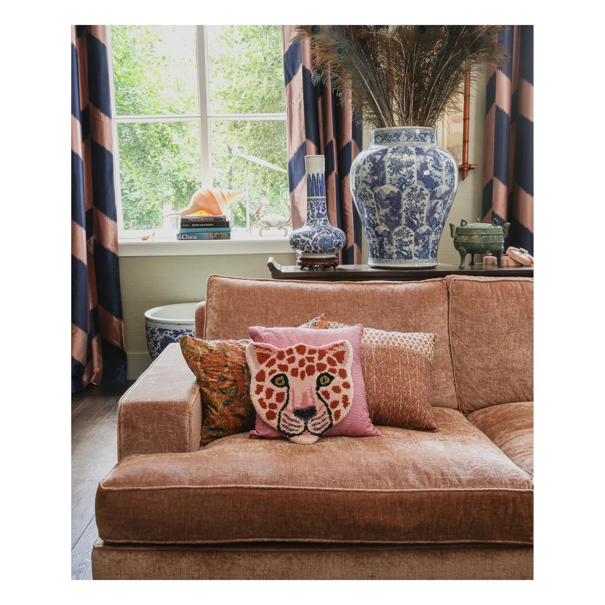Doing Goods - Pembe leopar başlı yün halı | Pembe