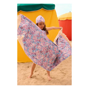 Louise Misha - Abina Floral Pattern Bath Towel Made from Recycled Fibers | Blue