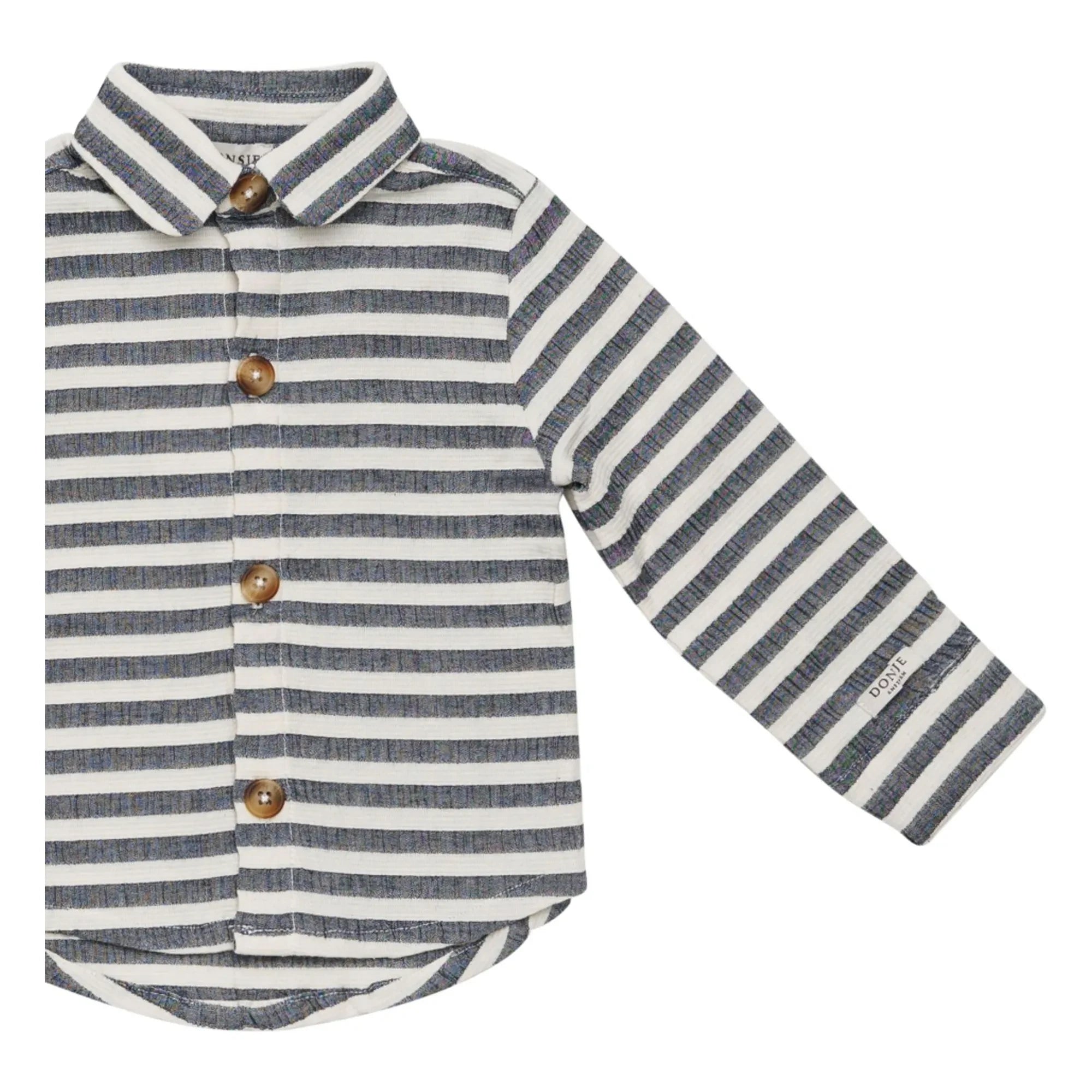 Donsje - Leom Striped Organic Cotton Shirt | Navy Blue