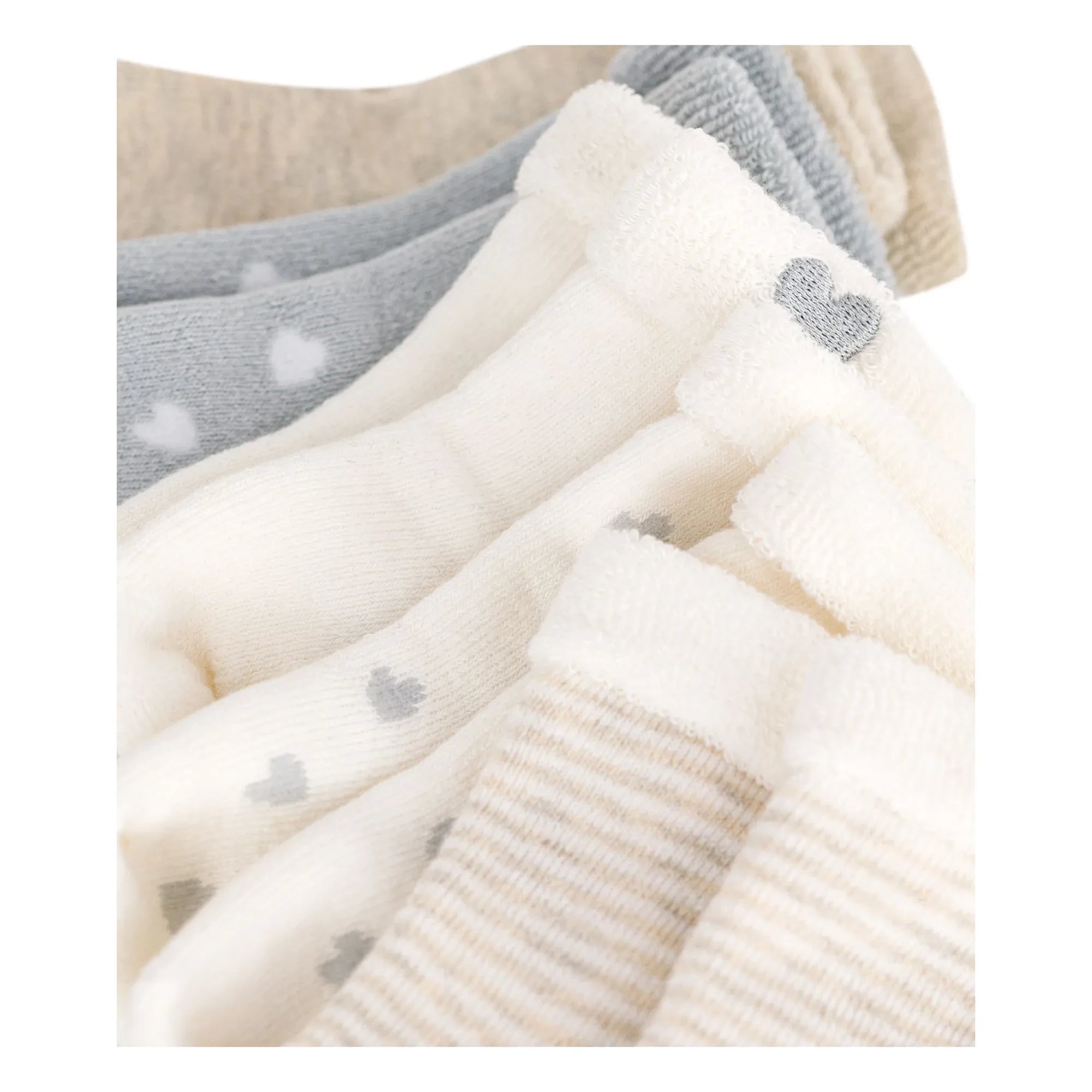 Petit Bateau - 5 Çift Çizgili Çorap | Bej