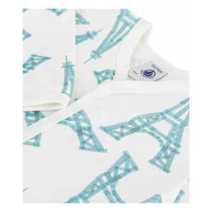 Petit Bateau - Paçasız Pijama İyi Uyuyun Eyfel Kulesi | Beyaz