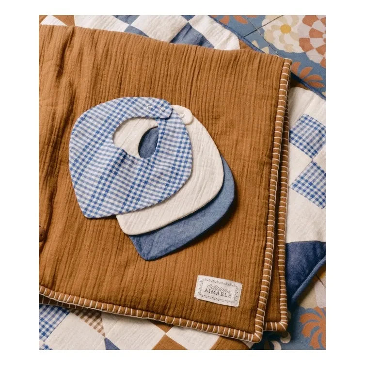 Editions Aimable - Bandana Brigitte - طقم من 2 قطعة | قطن Vichy أزرق
