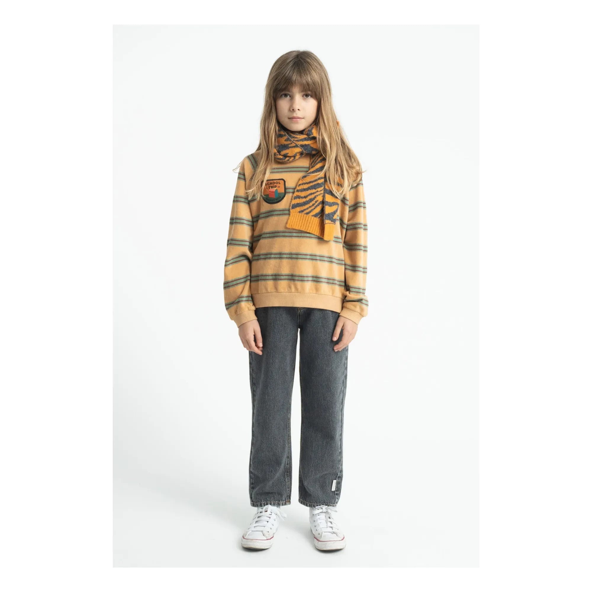Piupiuchick - Çizgili Organik Pamuklu Sweatshirt | Sarı