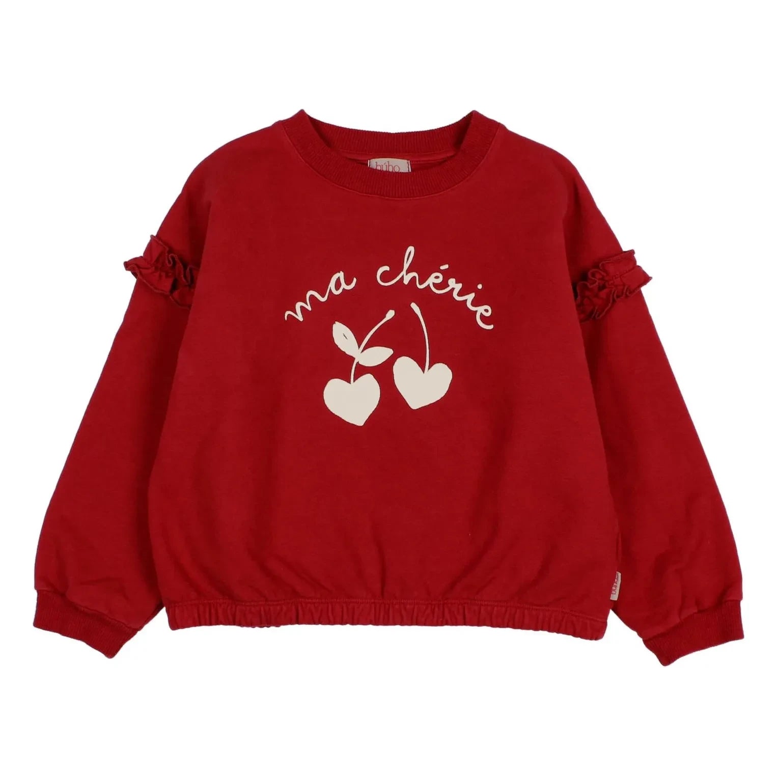Búho - Ma Chérie organik pamuk sweatshirt | Kiraz kırmızısı