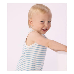 Petit Bateau - Gestreifter Frottier-Strampler | Blau