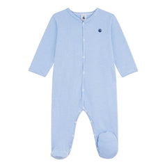 Petit Bateau - Organik Pamuklu Çizgili Pijama | Mavi