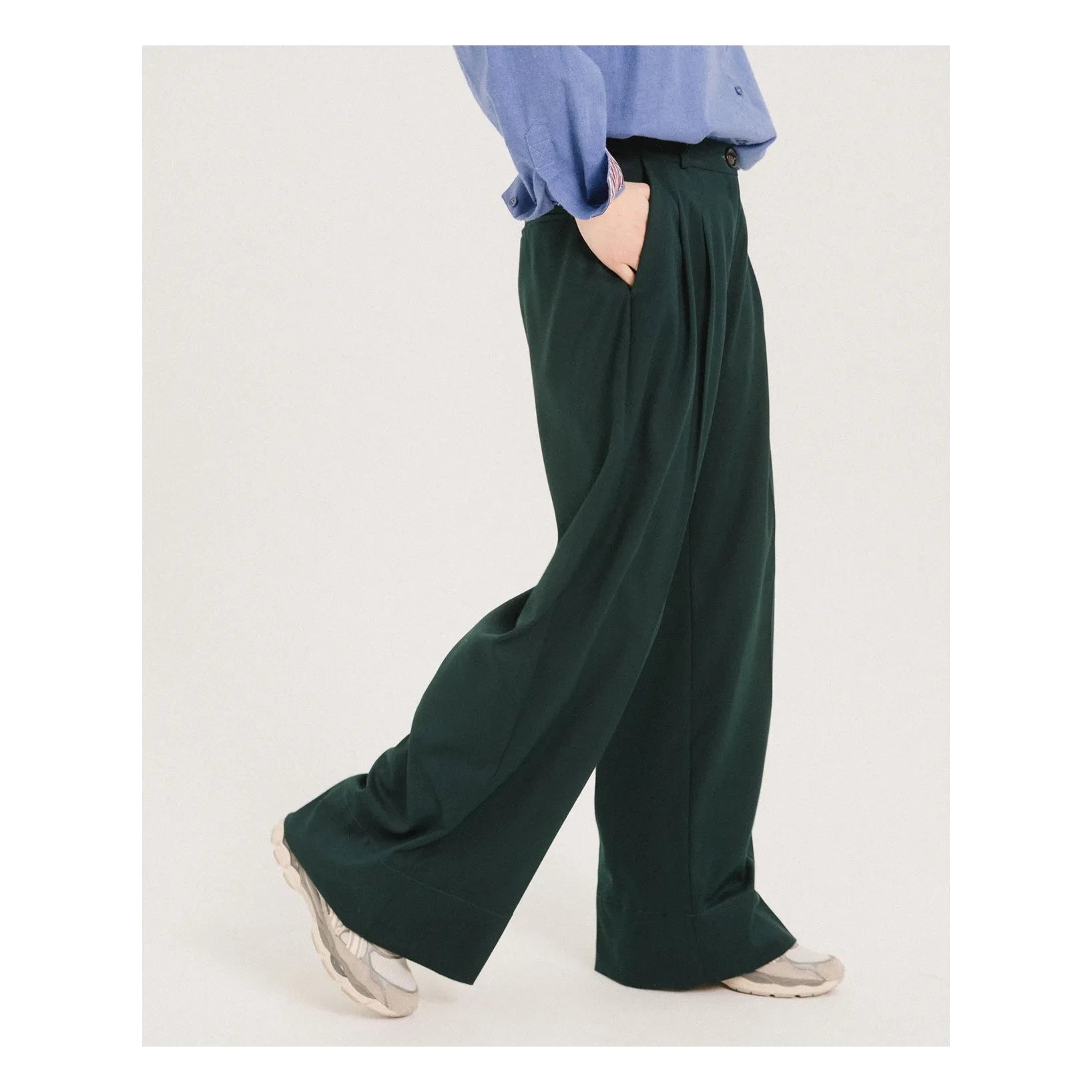 Tinsels - Uptown Dökümlü Pantolon | Orman Yeşili