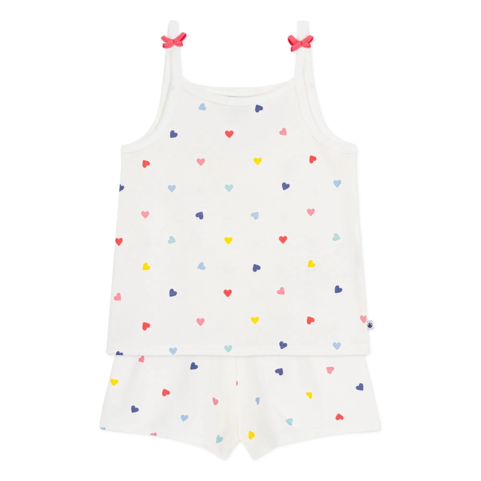 Petit Bateau - Kurzes Pyjama-Top mit Herzprint | Weiß