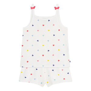 Petit Bateau - Kurzes Pyjama-Top mit Herzprint | Weiß