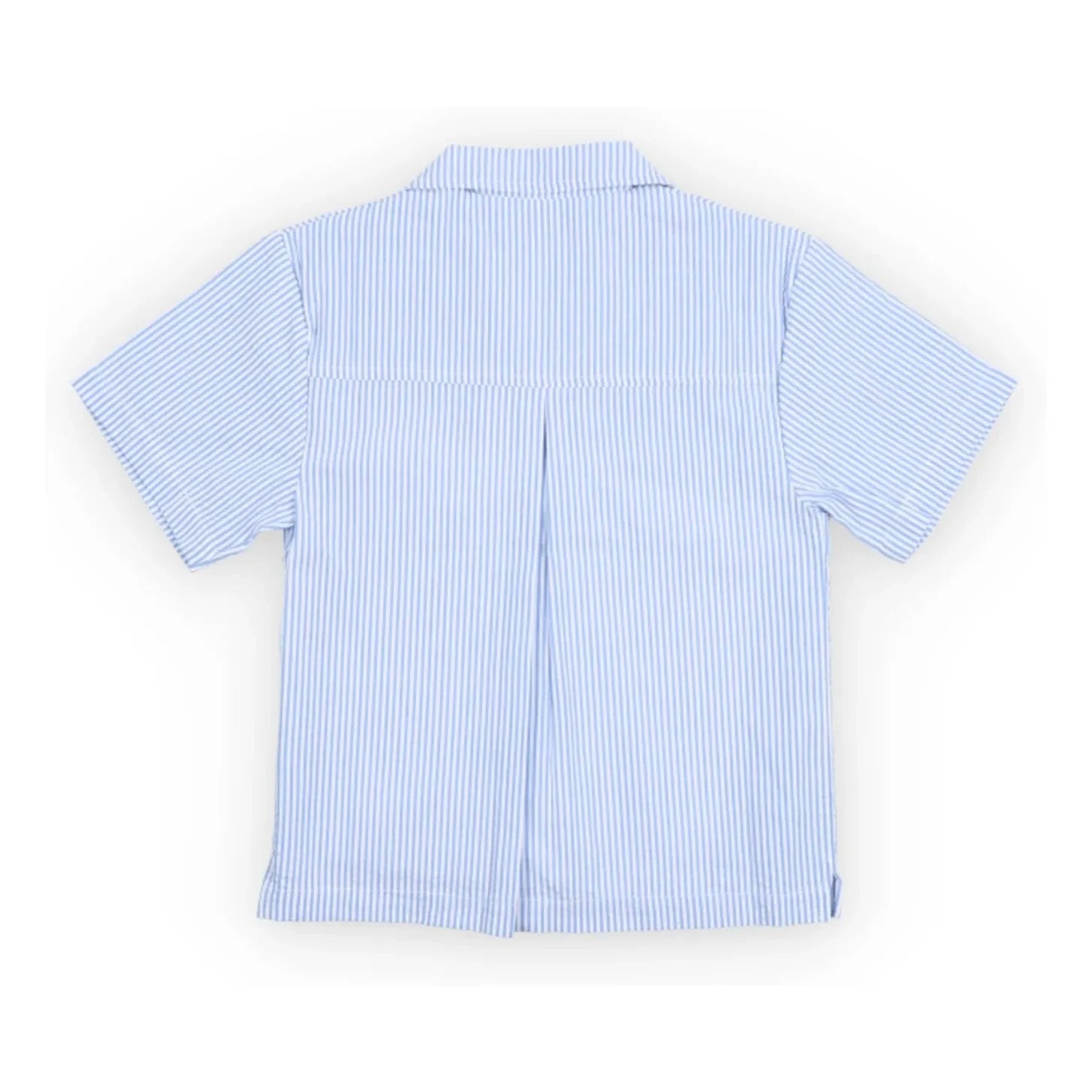 the new society - Badem Striped Seersucker Linen Shirt | Light Blue