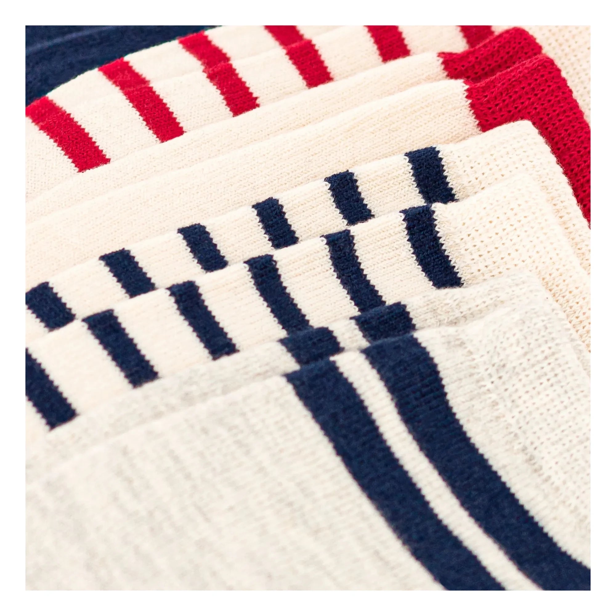 Petit Bateau - 5 Çift Çizgili Çorap | Ecru
