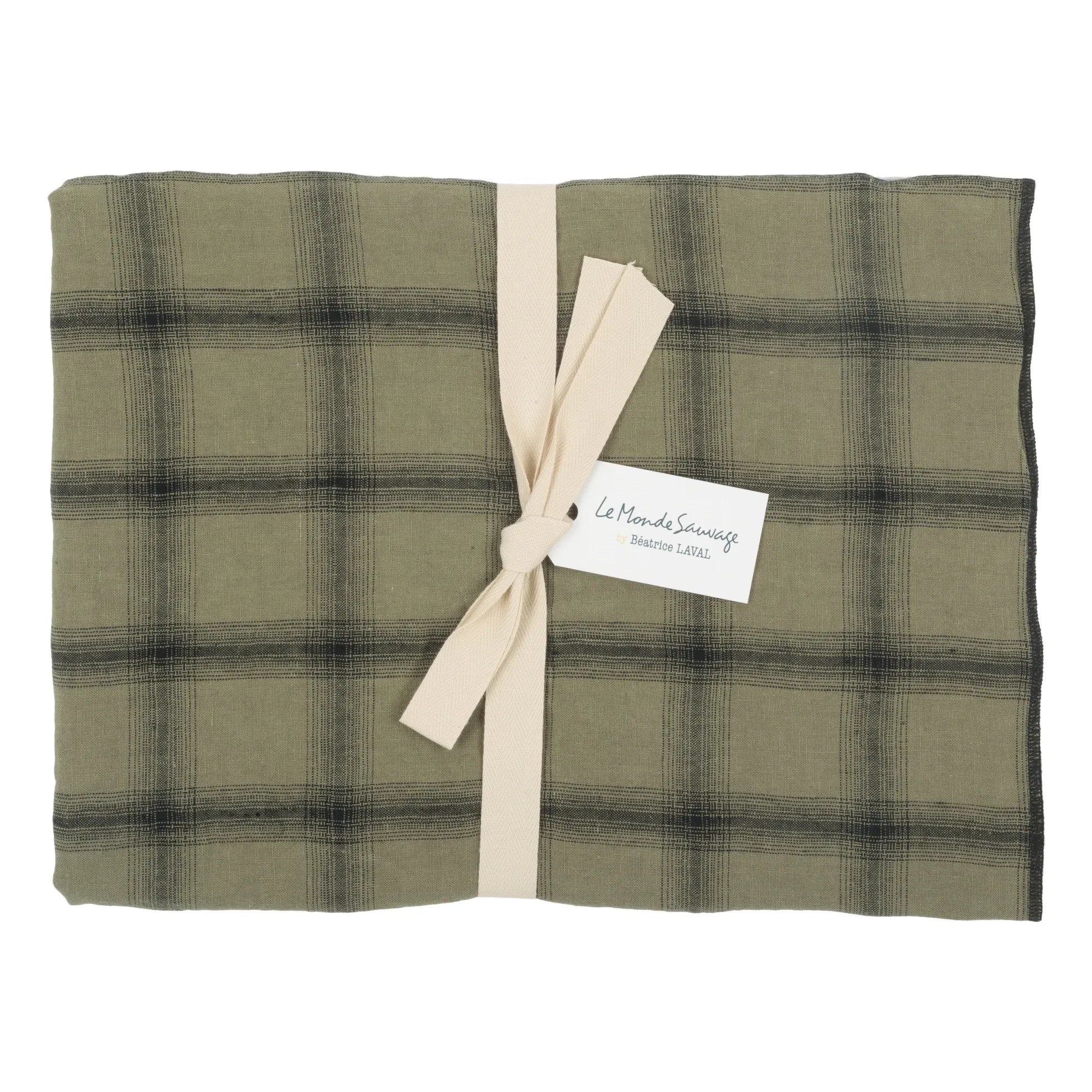 Le Monde Sauvage - Highlands Washed Leinen Kissenbezug | Khaki