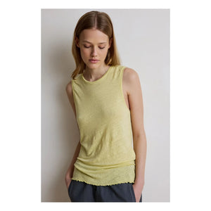 Hod - Navy blue linen tank top | Lemon yellow