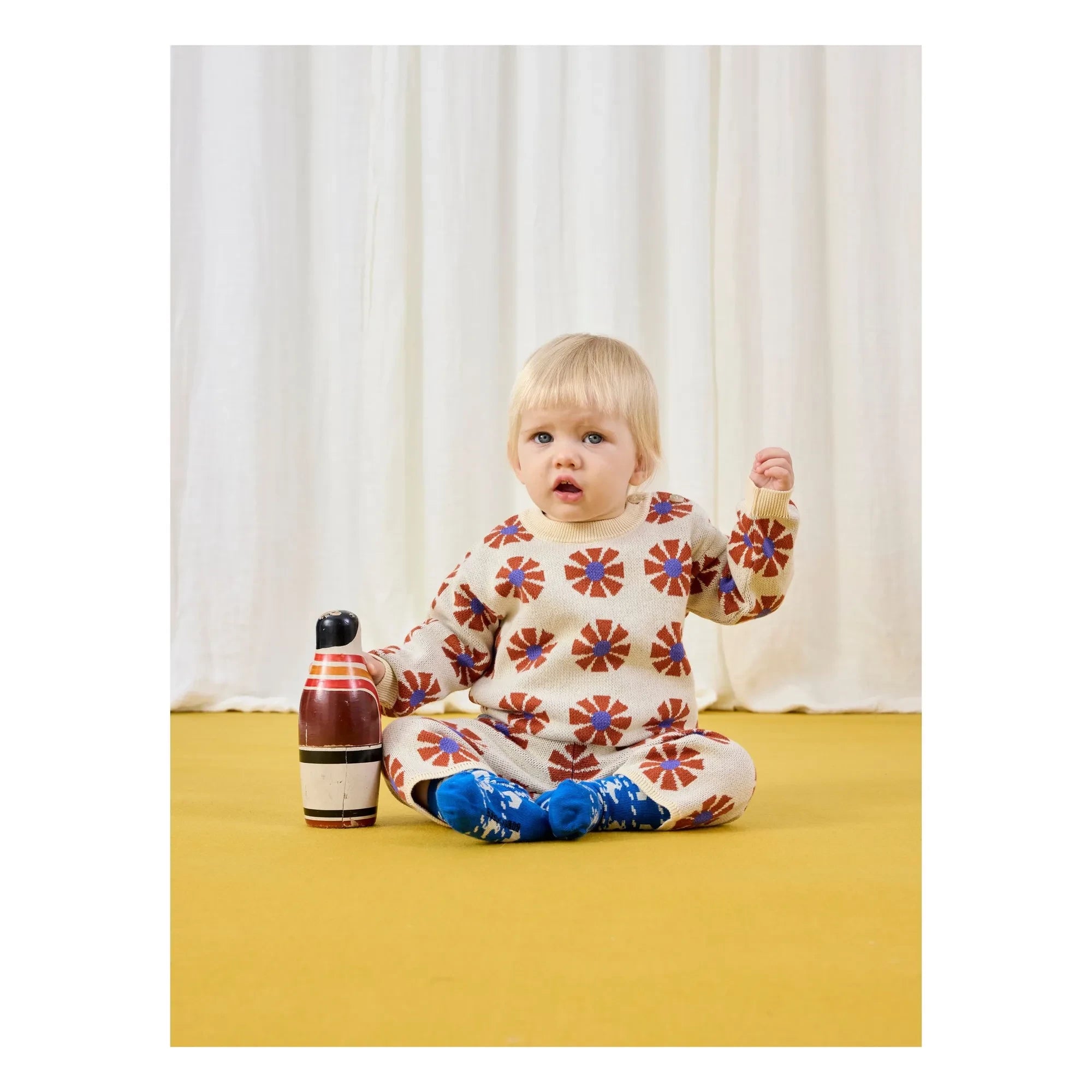 Bobo Choses - Organic Cotton Jacquard Knit Pants | Beige